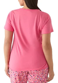 Plus Scoop Neck Rosette Pajama Shirt