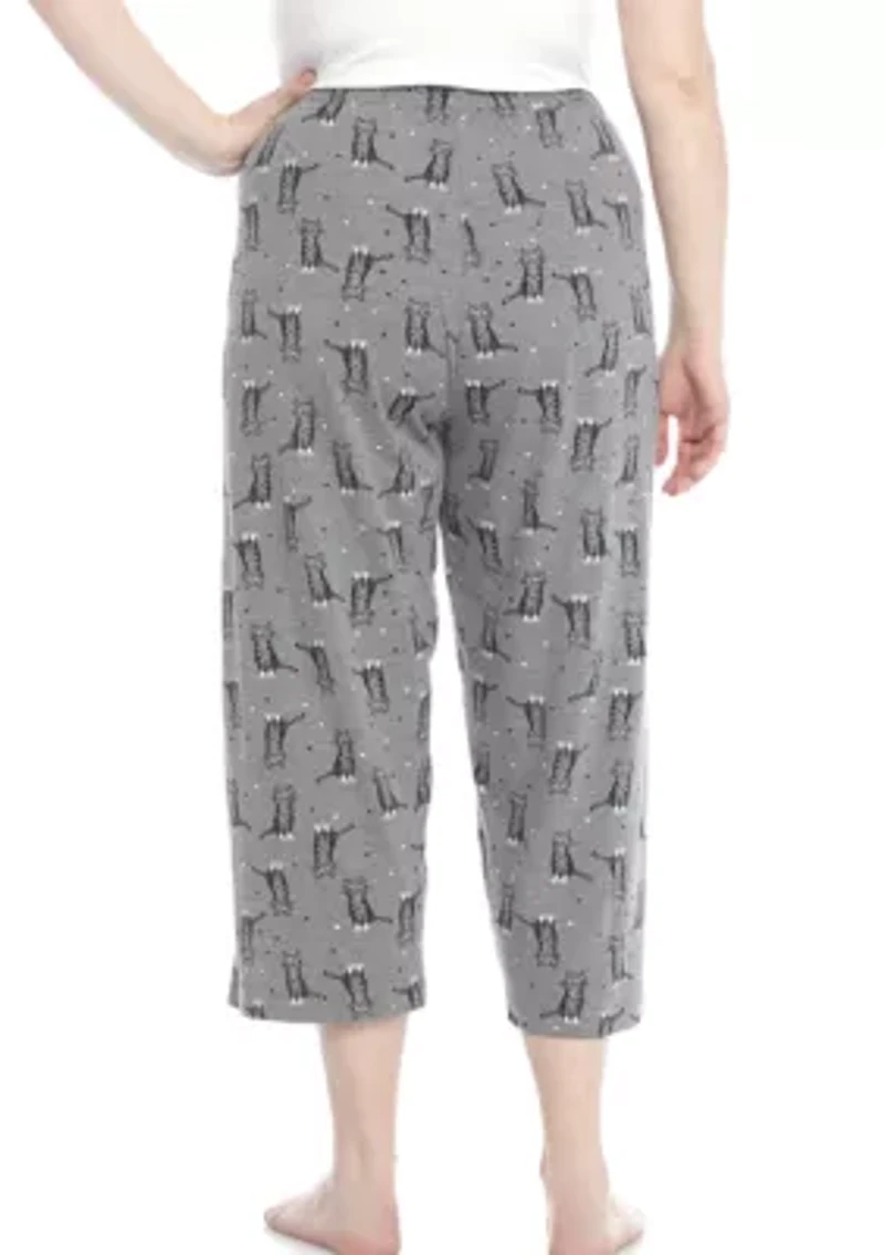 Plus Sleepwell Printed Knit Capri Pajama Pants with Temperature Regulating Technology