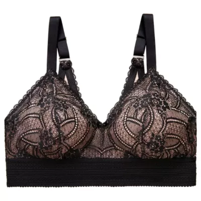 Full Figure Plus Bramour Gramercy Luxe Lace Bralette Wirefree #7012