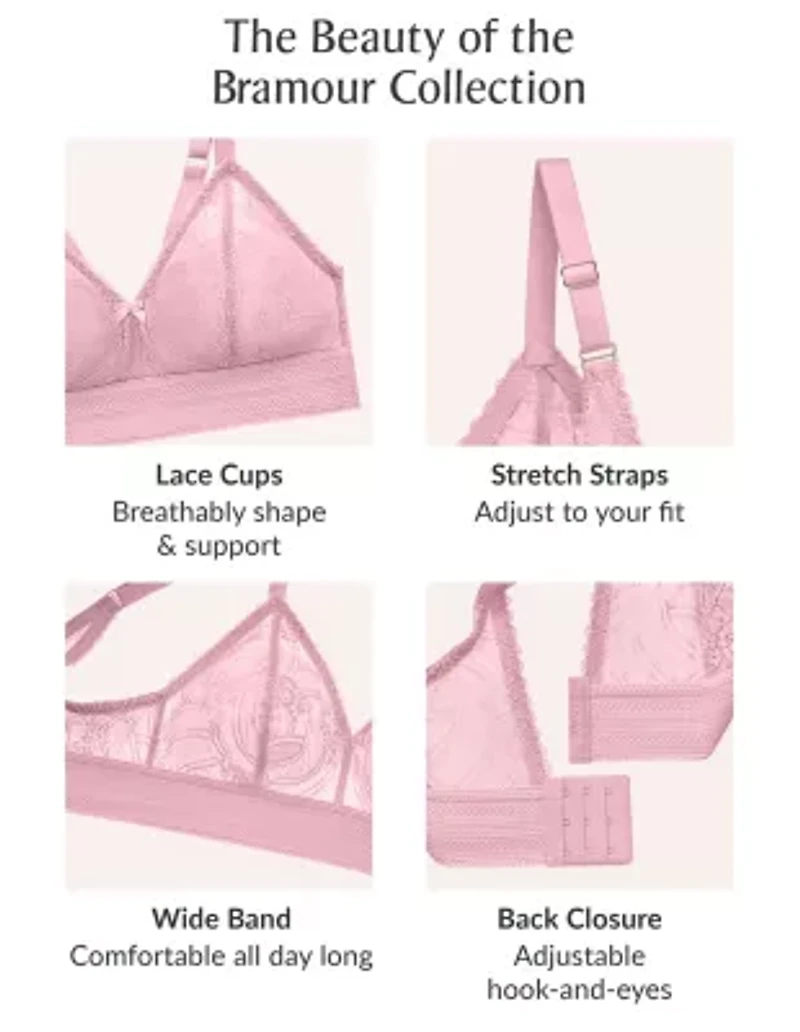 Full Figure Plus Bramour Gramercy Luxe Lace Bralette Wirefree #7012