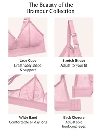 Full Figure Plus Bramour Gramercy Luxe Lace Bralette Wirefree #7012