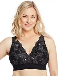 Full Figure Plus Bramour Lexington Lace Plunge Bralette Wirefree #7013