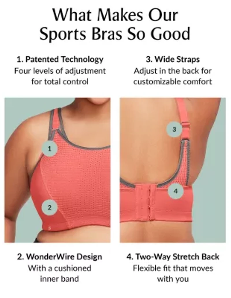 Full Figure Plus Custom Control WonderWire Sports Bra Underwire #9167