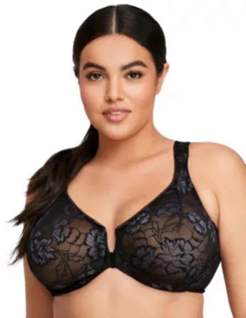 Full Figure Plus Lacey T-Back Front-Closure WonderWire Bra Underwire #9246