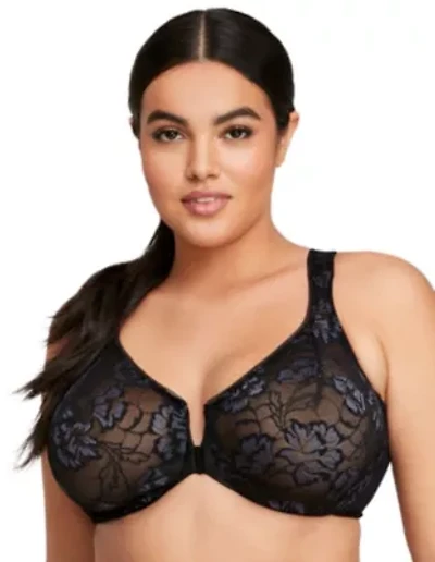 Full Figure Plus Lacey T-Back Front-Closure WonderWire Bra Underwire  #9246