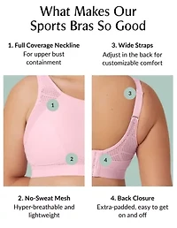 Full Figure Plus No-Sweat Mesh Sports Bra Wirefree #1068