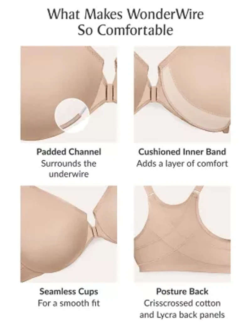 Full Figure Plus WonderWire Front-Closure Posture Back Bra Underwire #9265