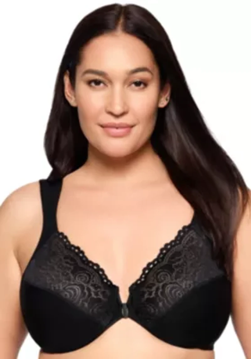 Full Figure Plus WonderWire Front-Closure Posture Lace Bra Underwire #1255