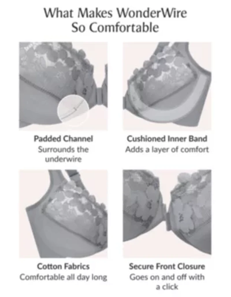 Full Figure Plus Front-Closure Cotton WonderWire Bra Underwire #1241