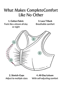 Full Figure Plus Front-Closure Cotton T-Back Comfort Bra Wirefree #1908