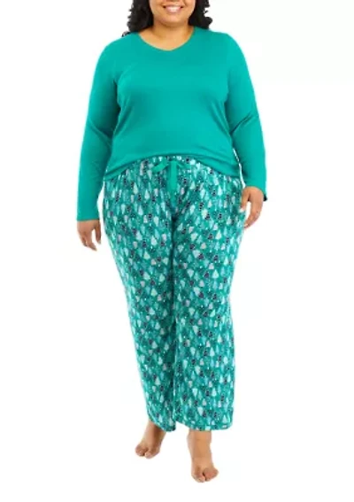 Plus Whisperluxe Folded Pajama Set with Eye Mask