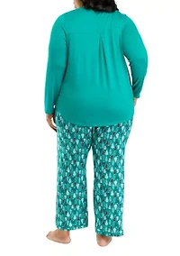 Plus Whisperluxe Folded Pajama Set with Eye Mask