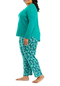 Plus Whisperluxe Folded Pajama Set with Eye Mask