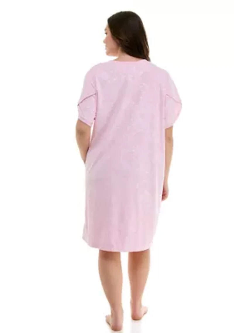 Plus Embroidered Terry Zip Robe