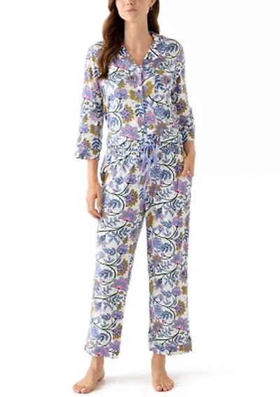 Women's Notch Collar Long Sleeve Pajama Set
