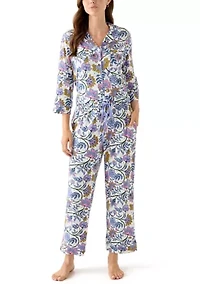 Women's Notch Collar Long Sleeve Pajama Set