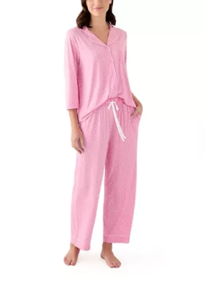 Women's Notch Collar Long Sleeve Pajama Set