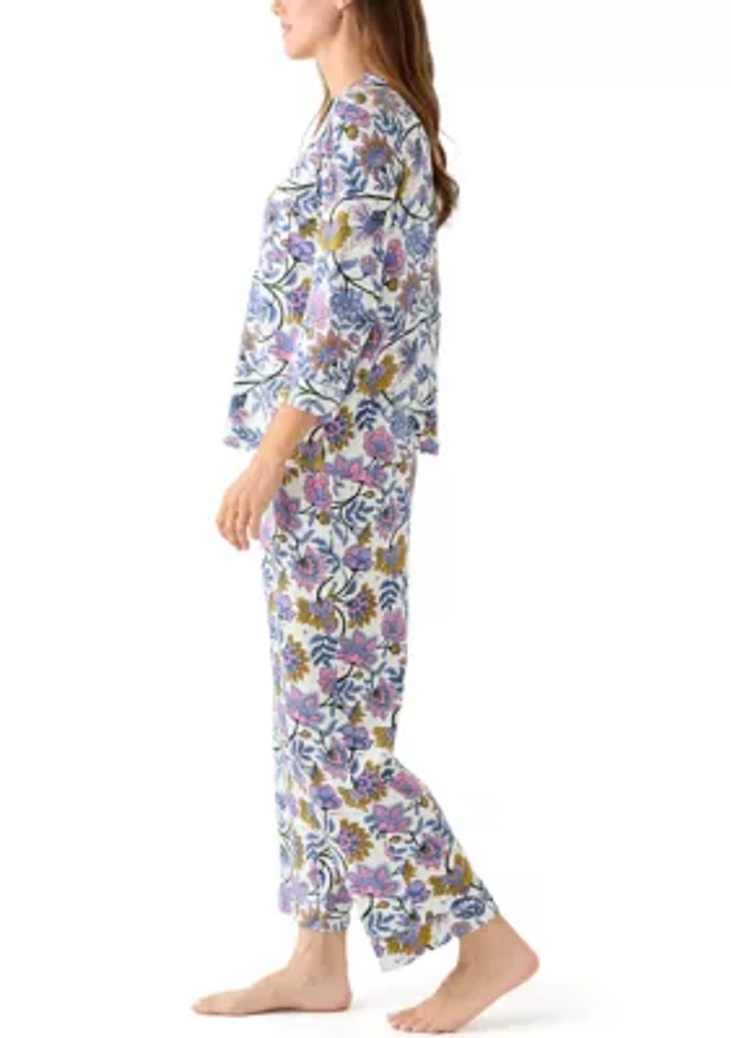 Women's Notch Collar Long Sleeve Pajama Set
