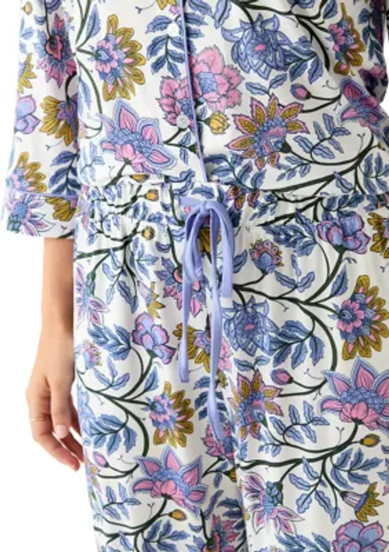 Women's Notch Collar Long Sleeve Pajama Set
