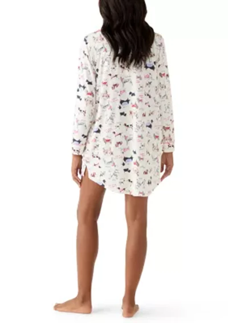 Women's Long Sleeve Notch Collar Sleep Shirt