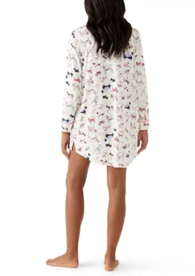 Women's Long Sleeve Notch Collar Sleep Shirt
