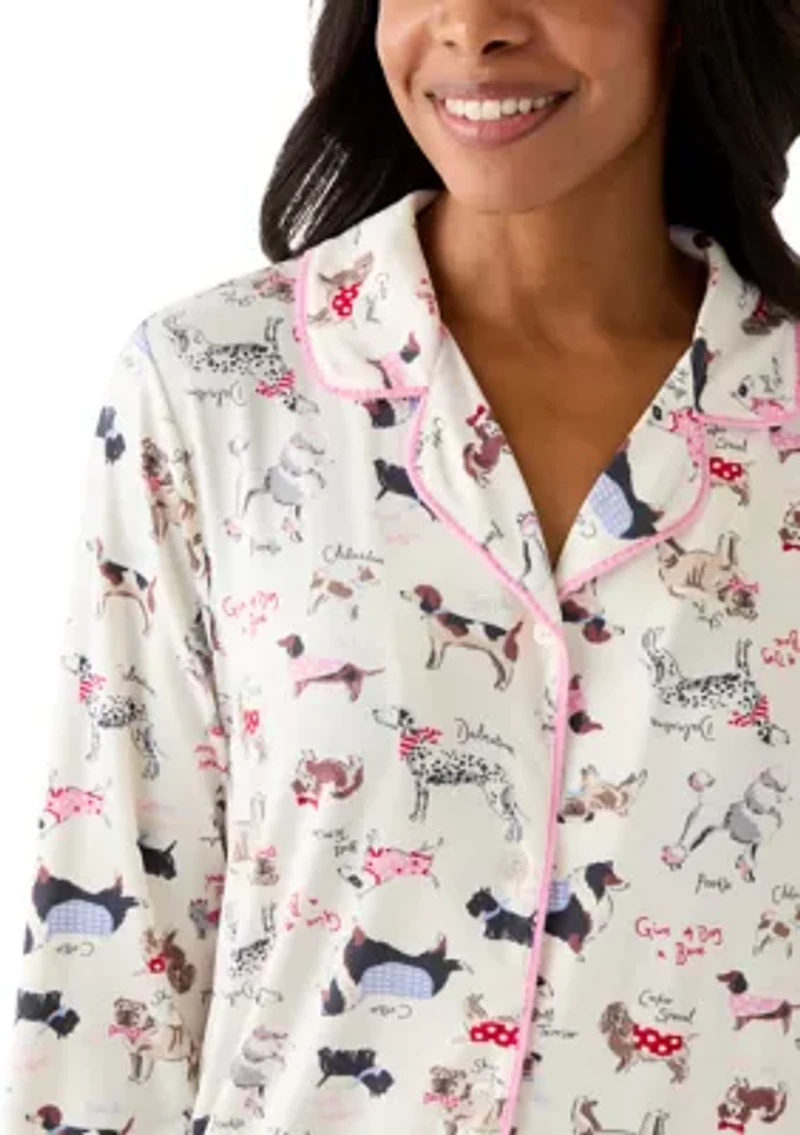 Women's Long Sleeve Notch Collar Sleep Shirt