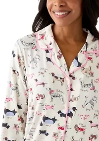Women's Long Sleeve Notch Collar Sleep Shirt