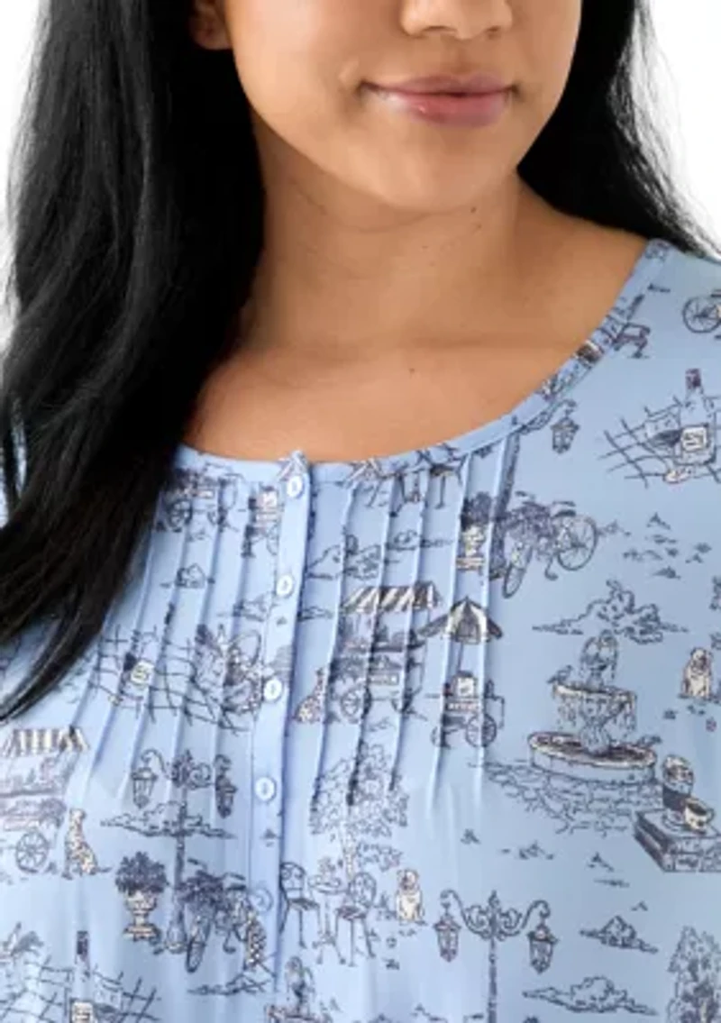 Plus 3/4 Sleeve Printed Sleepshirt