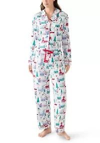 Women's Plaid Notch Pajama Set