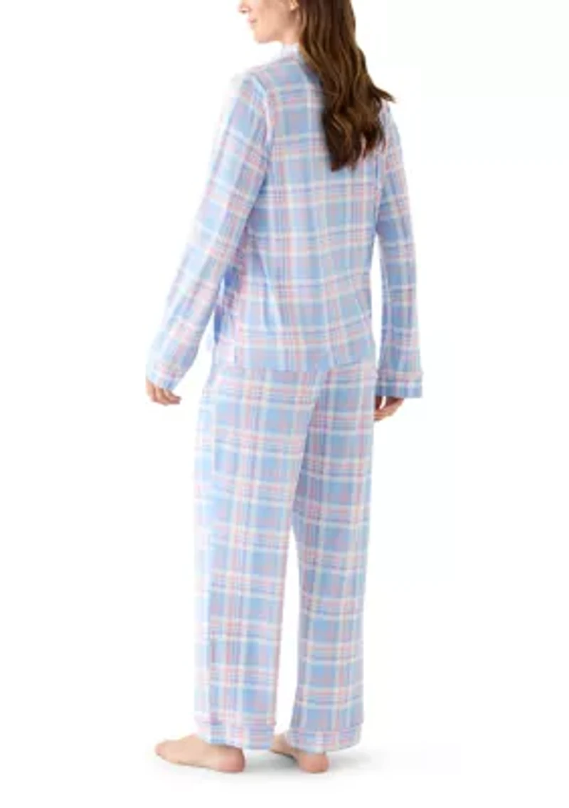 Women's Plaid Notch Pajama Set