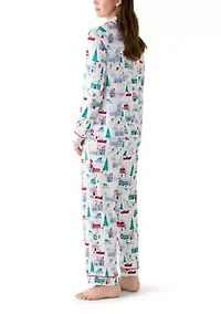 Women's Plaid Notch Pajama Set