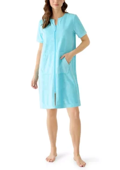 Women's Terry Embossed Zip Robe