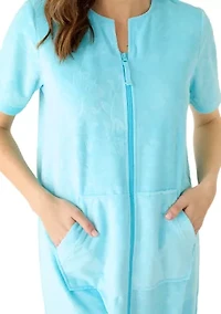 Women's Terry Embossed Zip Robe