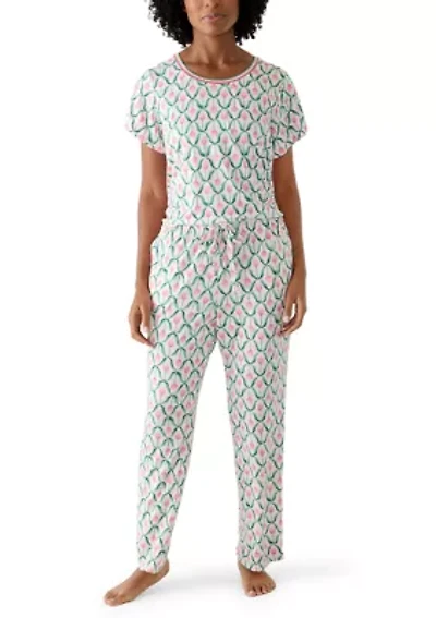 Women's Short Slim Ribbed Trim Set