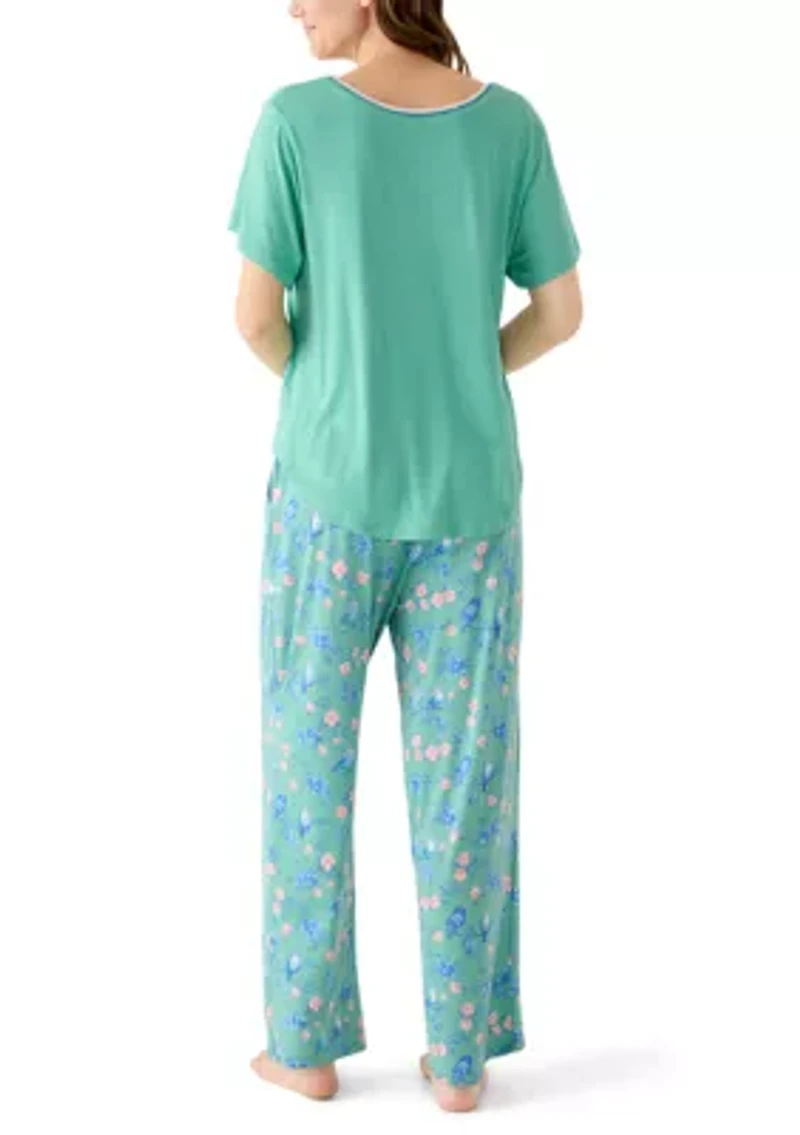 Women's Short Slim Ribbed Trim Set