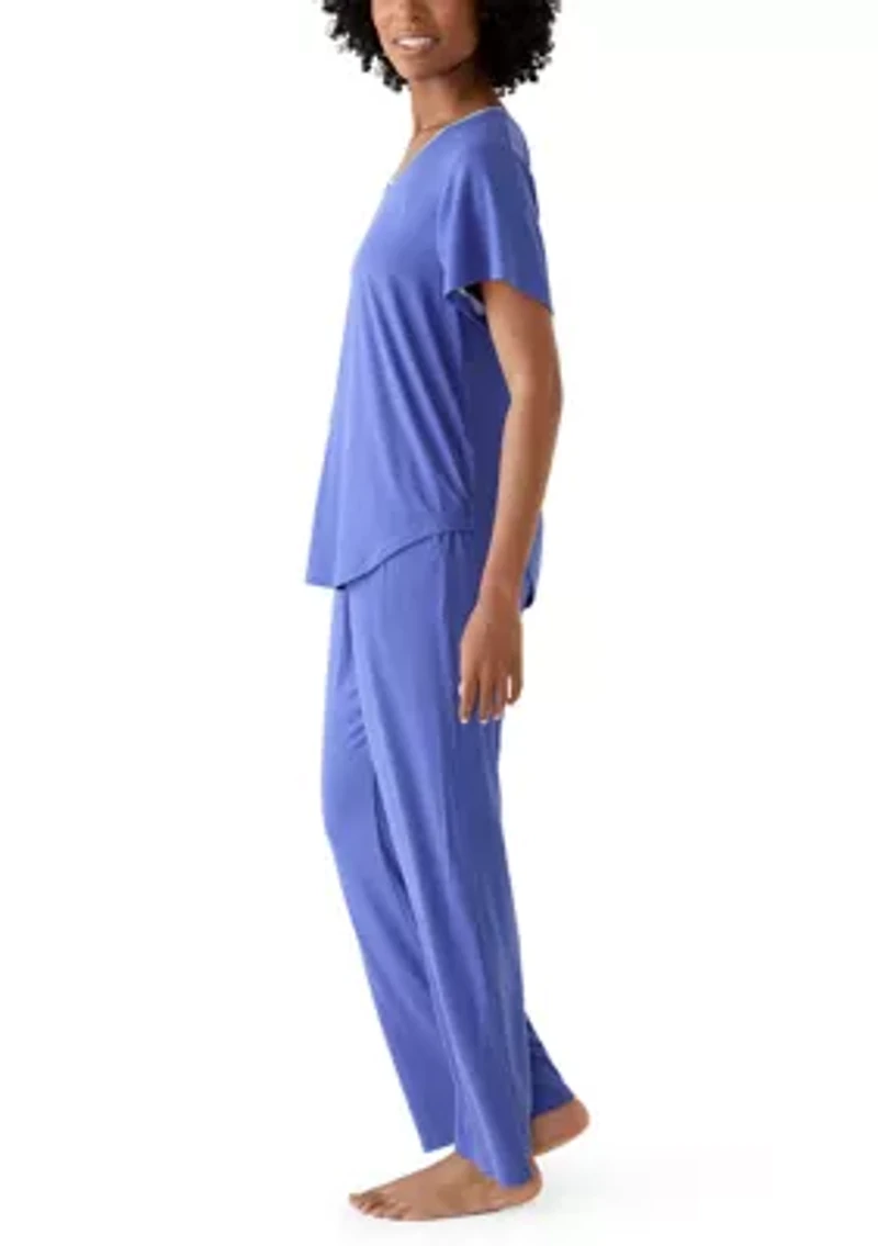 Women's Short Slim Ribbed Trim Set