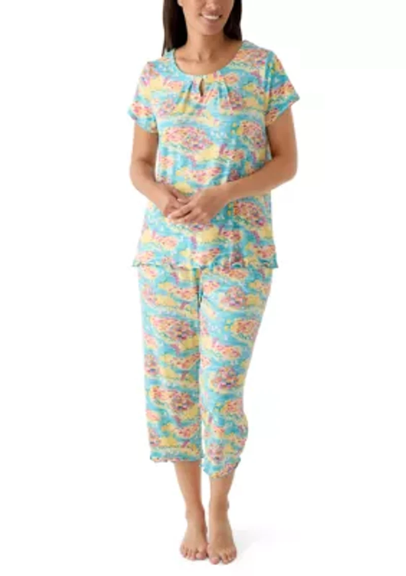 Women's Keyhole Neck Capri Pajama Set
