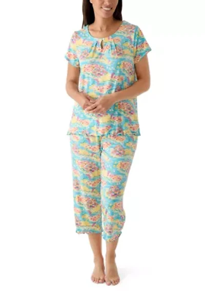 Women's Keyhole Neck Capri Pajama Set