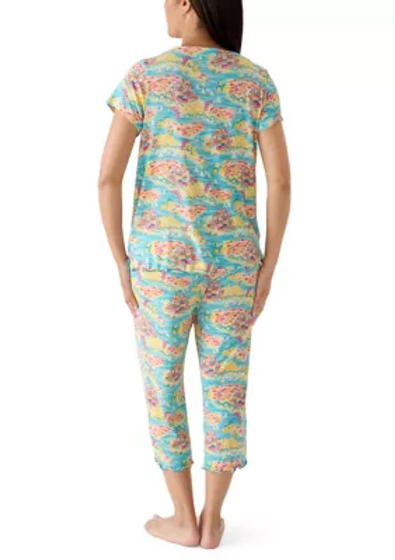 Women's Keyhole Neck Capri Pajama Set