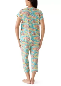Women's Keyhole Neck Capri Pajama Set