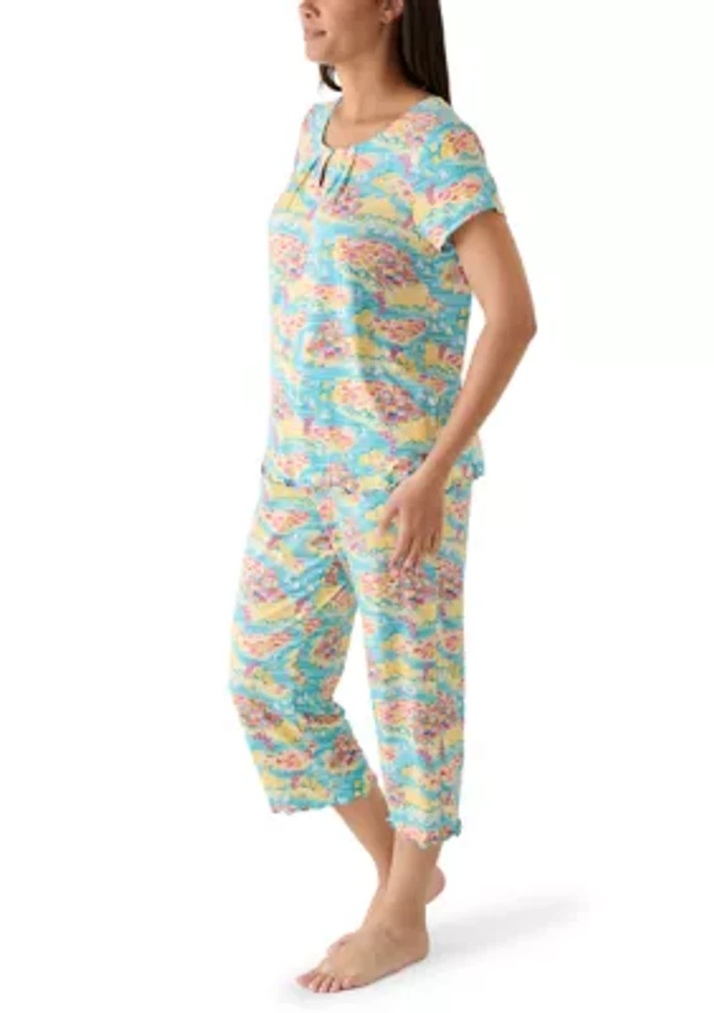 Women's Keyhole Neck Capri Pajama Set