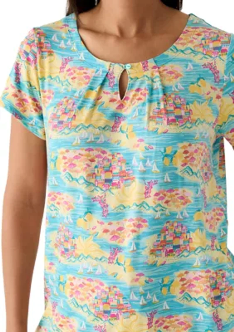 Women's Keyhole Neck Capri Pajama Set