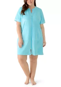 Plus Terry Embossed Zip Robe