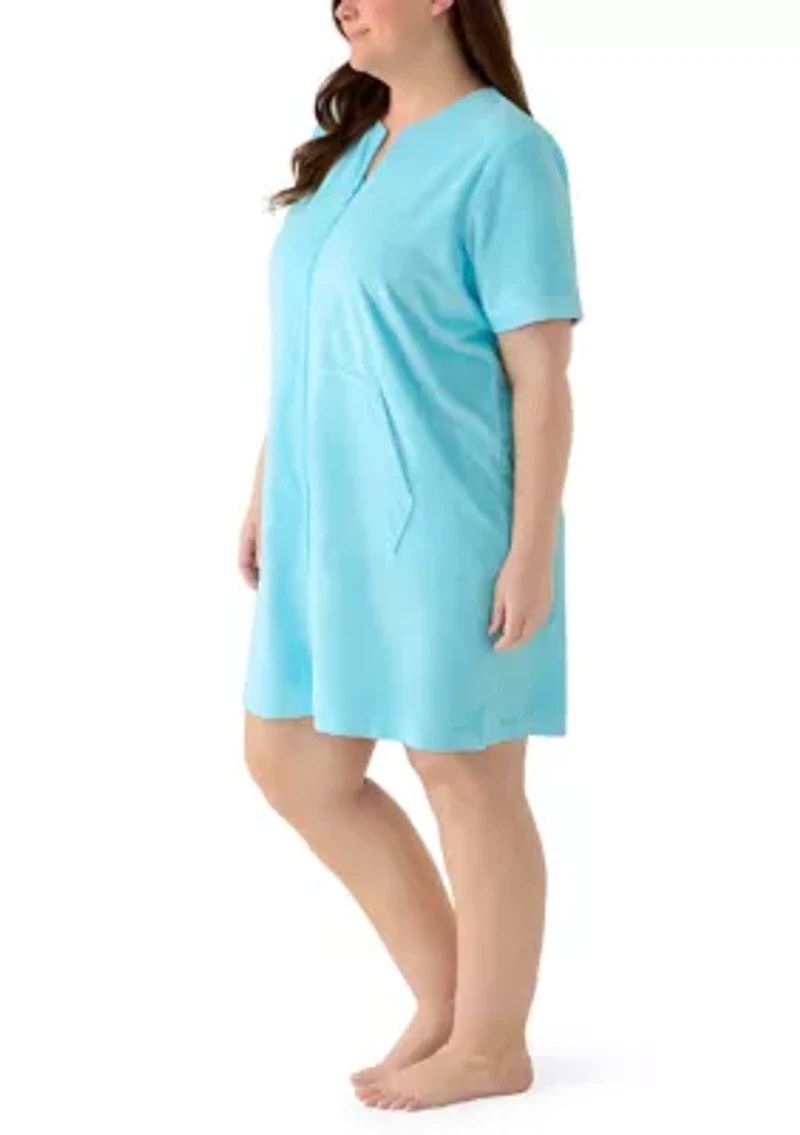 Plus Terry Embossed Zip Robe