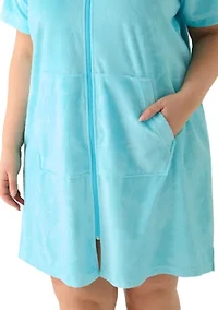 Plus Terry Embossed Zip Robe
