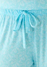 Plus Short Sleeve Top & Pants Rib Trim Pajama Set