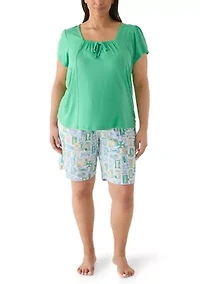 Plus Shirt and Shorts Pajama Set