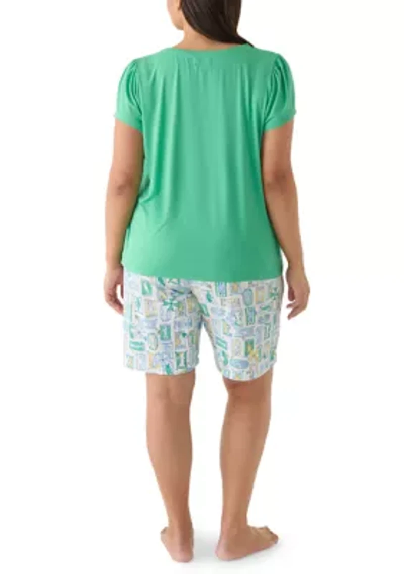 Plus Shirt and Shorts Pajama Set