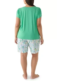 Plus Shirt and Shorts Pajama Set