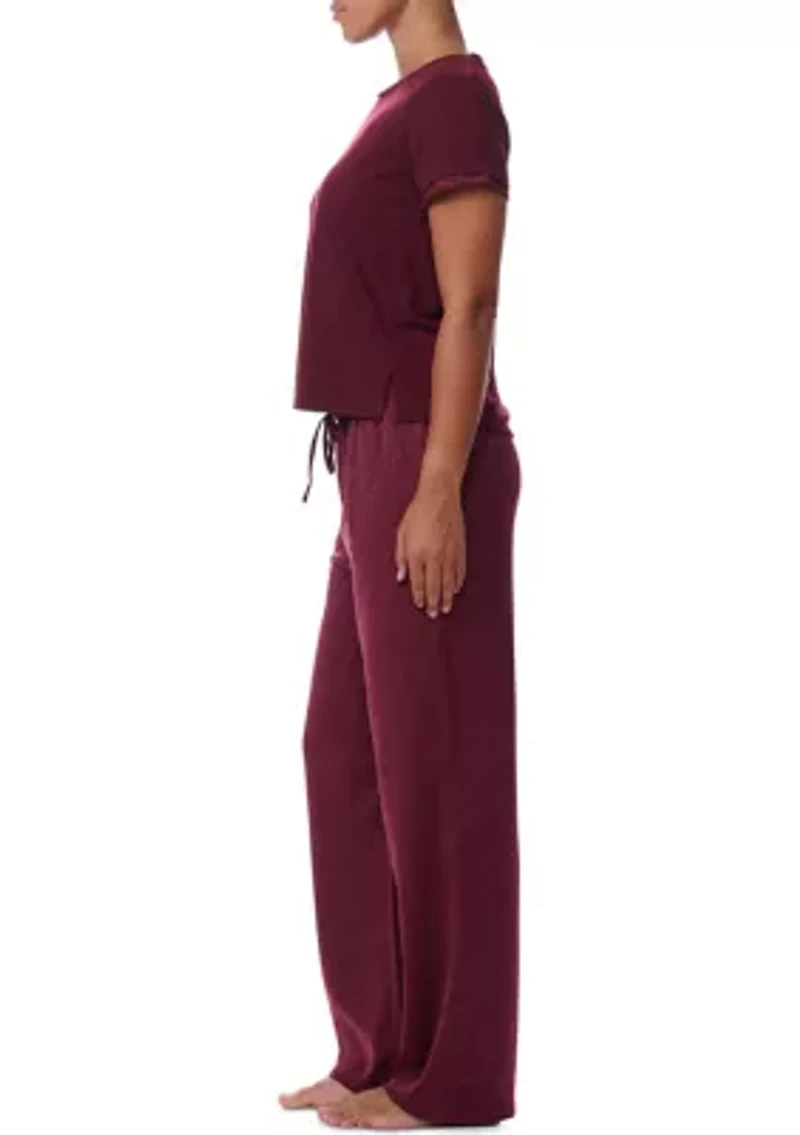 Short Sleeve Polyester Pajama Set